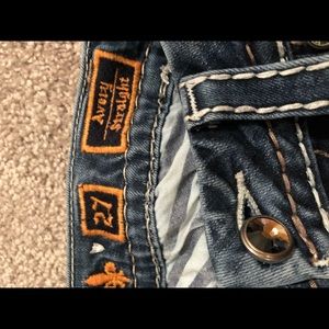 Rock revival jeans never dried in dryer alway hung up.